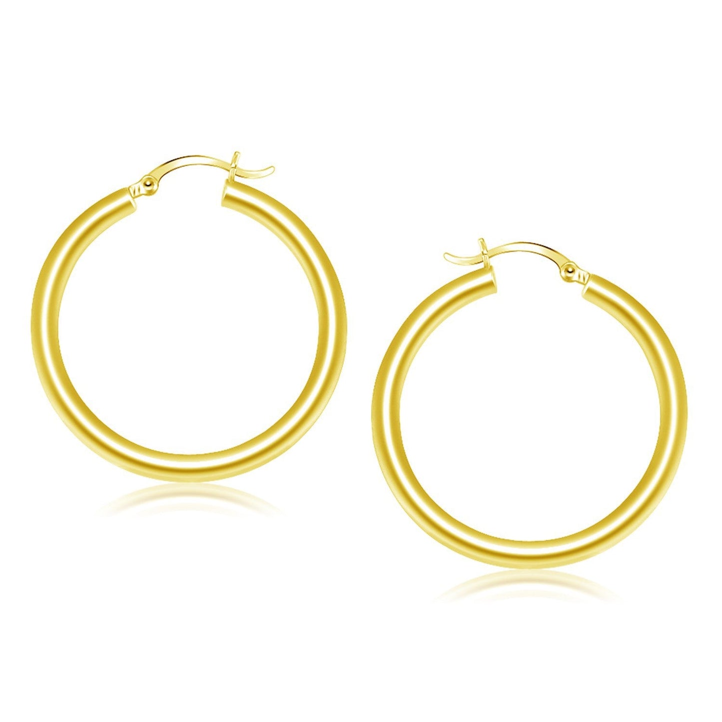 Aros de Aro Pulidos de Oro Amarillo de 14k - 40 mm