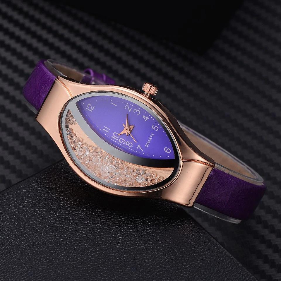 Montre de luxe élégante pour femmes avec bracelet en cuir