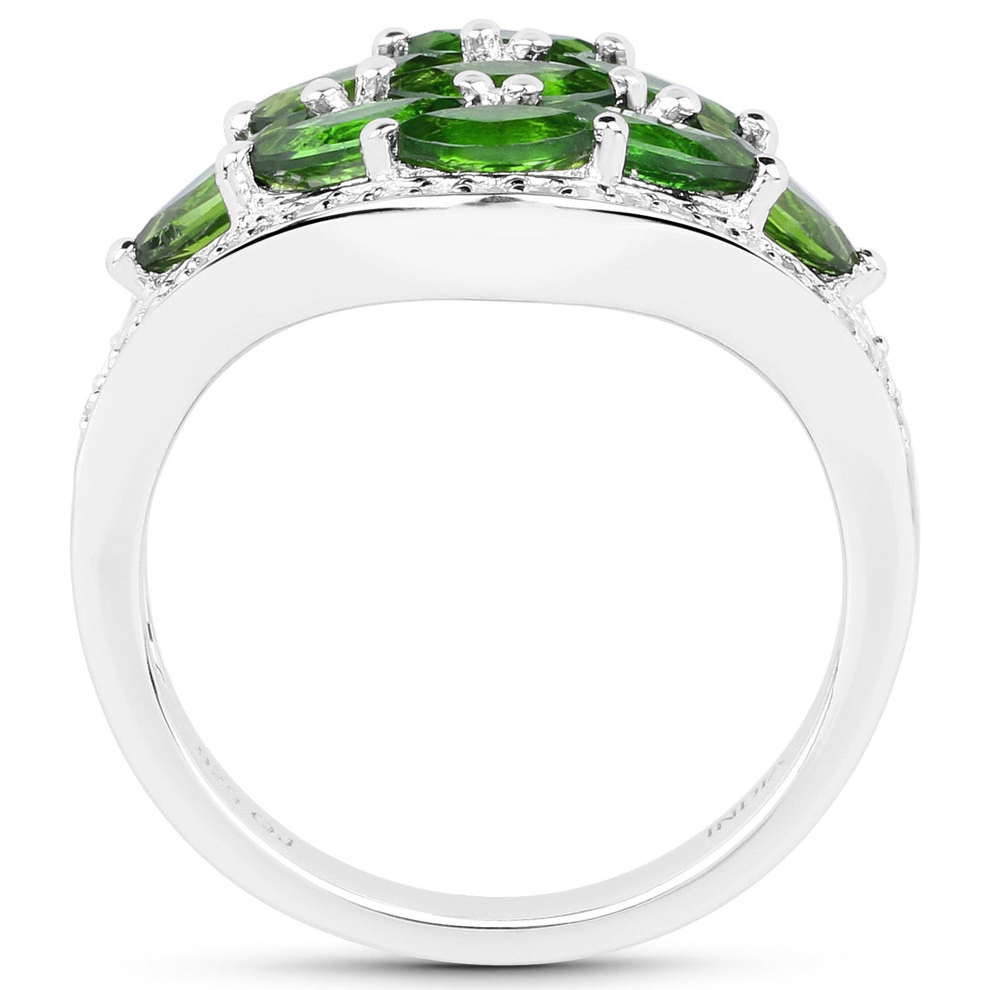 2.37 Carat Chrome Diopside & Diamond Sterling Silver Engagement Ring