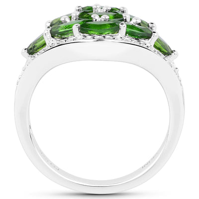 2.37 Carat Chrome Diopside & Diamond Sterling Silver Engagement Ring