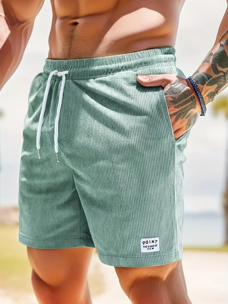 Lace-up Drawstring Corduroy Jogger Shorts for Men