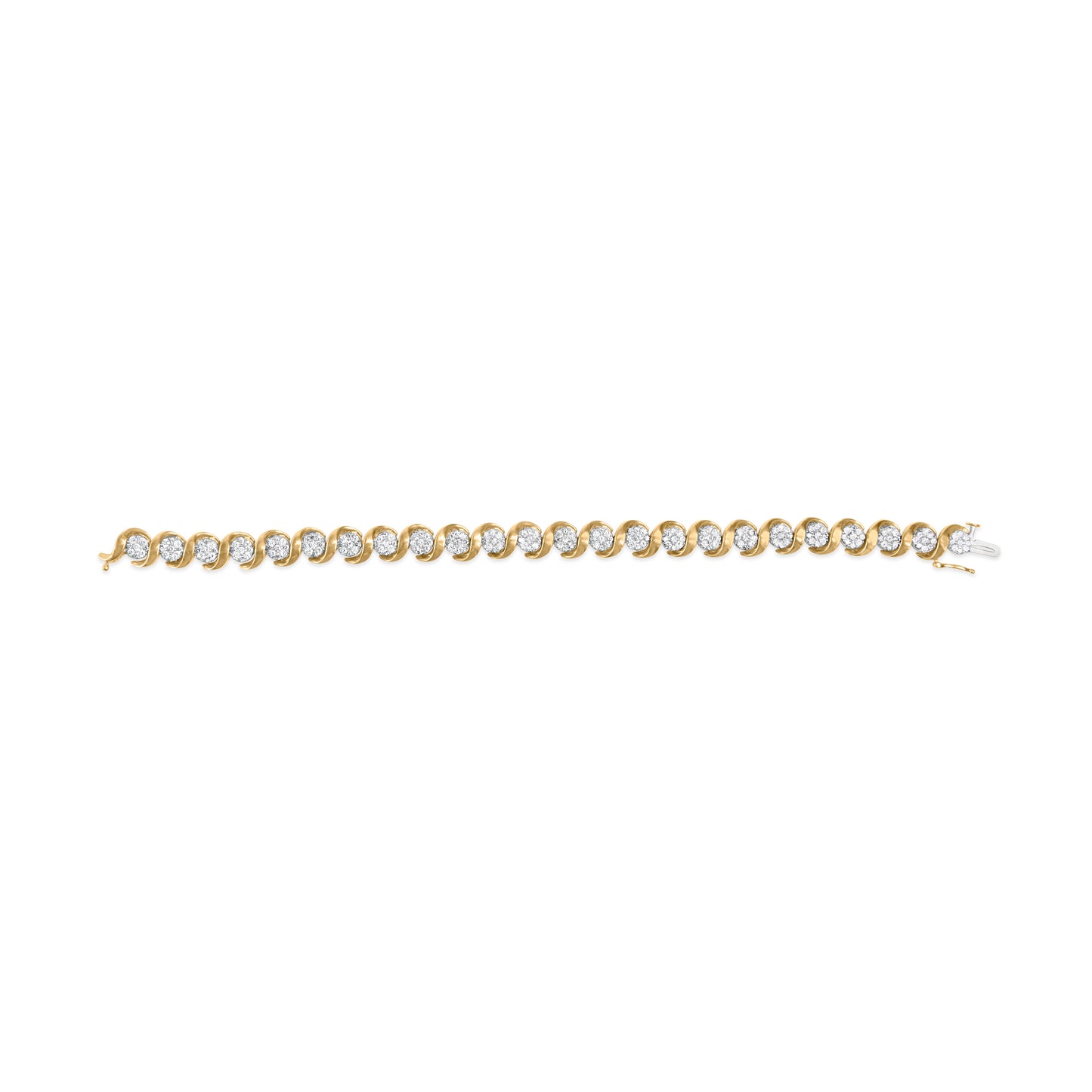 Bracelet en or jaune 10K avec diamants en forme de fleur - 4,00 Cttw