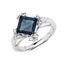Bague en argent sterling avec topaze bleue de Londres et topaze blanche de 1,99 carat