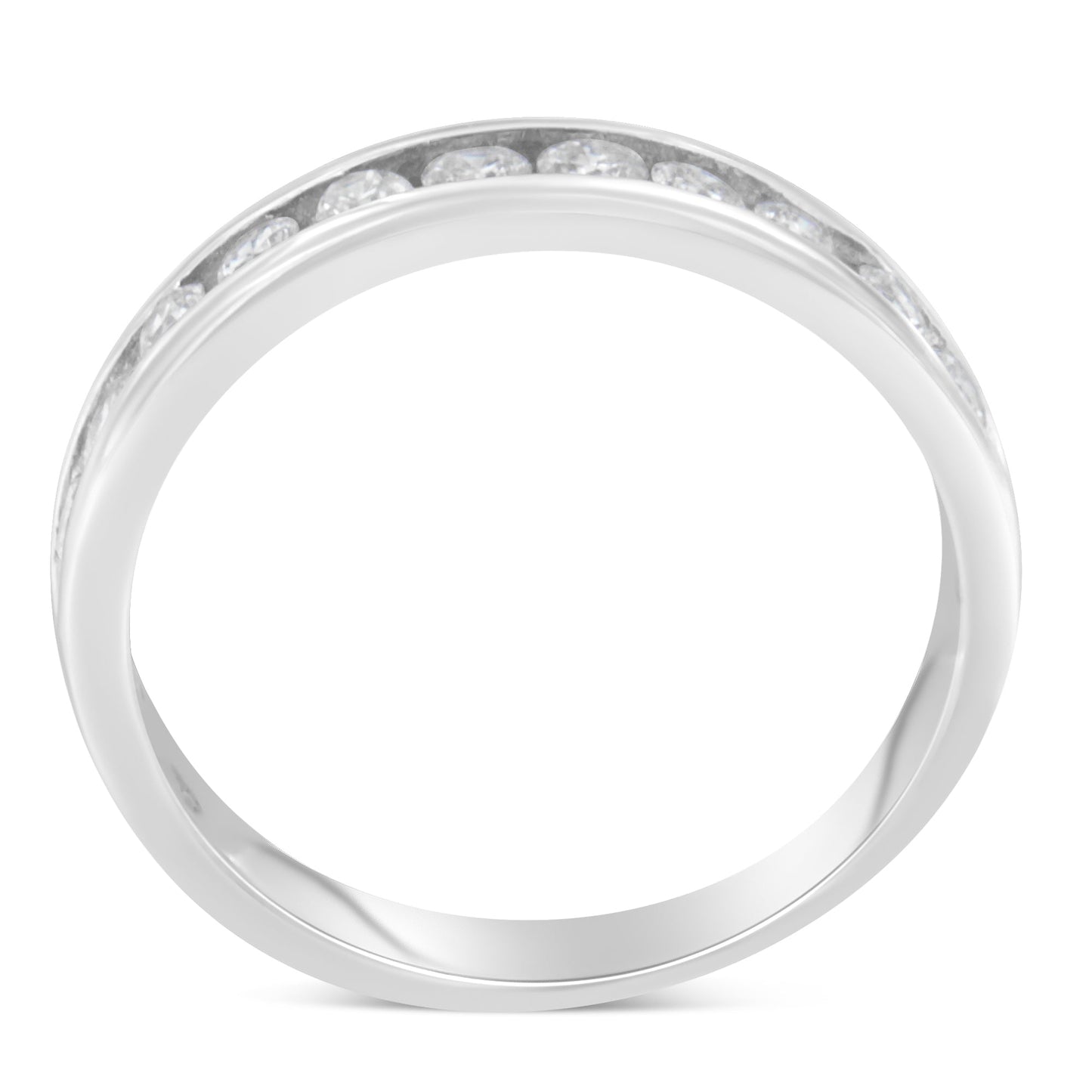Anillo de boda de diamante redondo certificado IGI de 1/2 Cttw en oro blanco de 18K - Talla 7