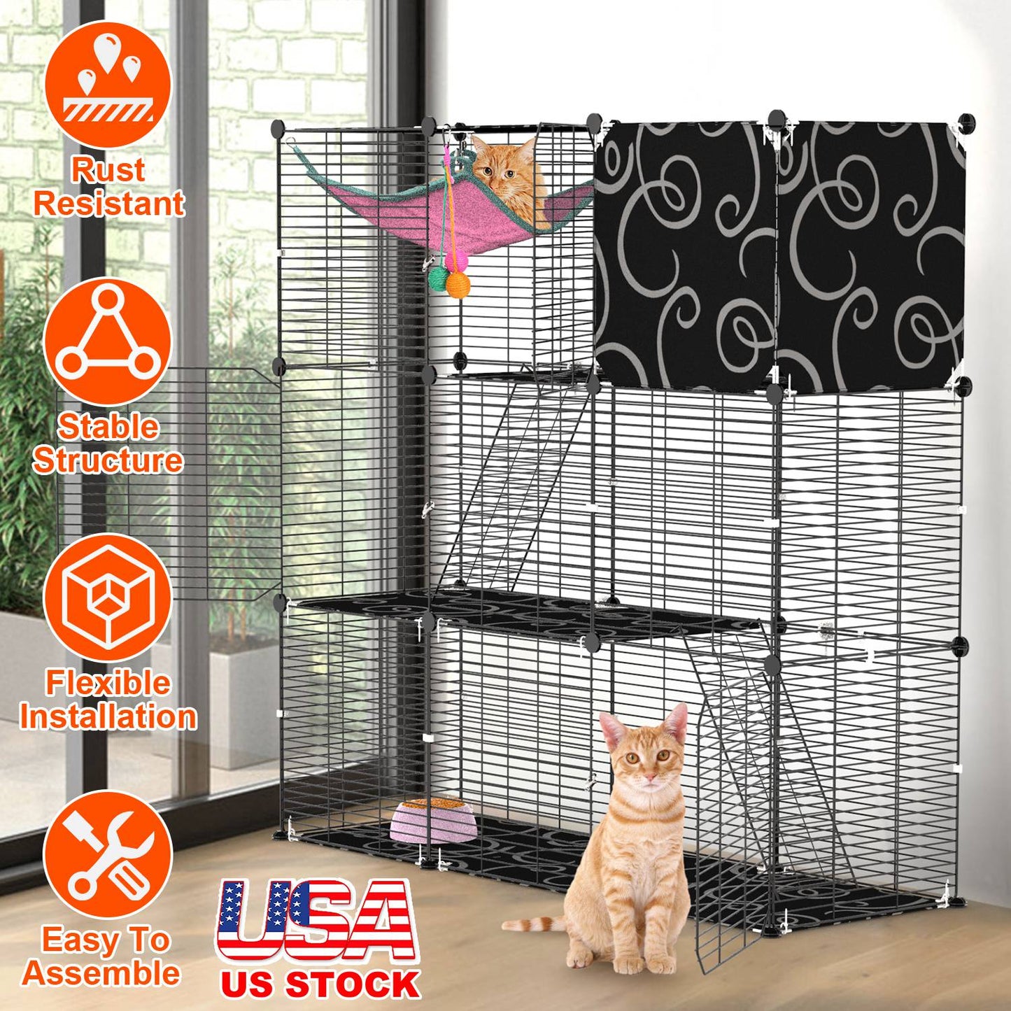 GBruno 3-Tier Playpen with Hammock and Toy Ball