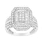 .925 Sterling Silver Round and Baguette Diamond Cathedral Ring - Size 7