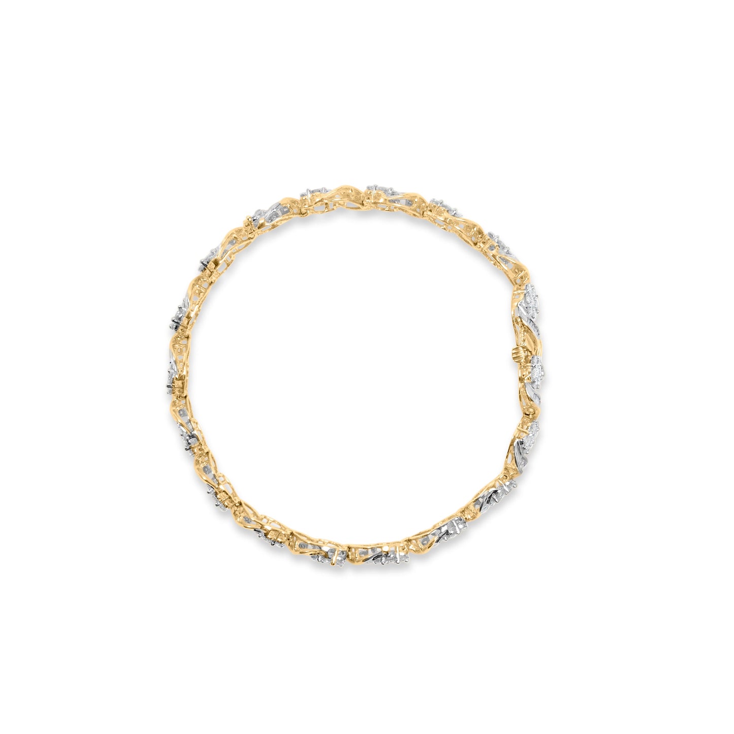Bracelet en lien floral en or jaune 10k avec diamants - 5,00 cttw