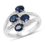 Bague de fiançailles en argent sterling avec saphir bleu de 1,61 carat et diamants