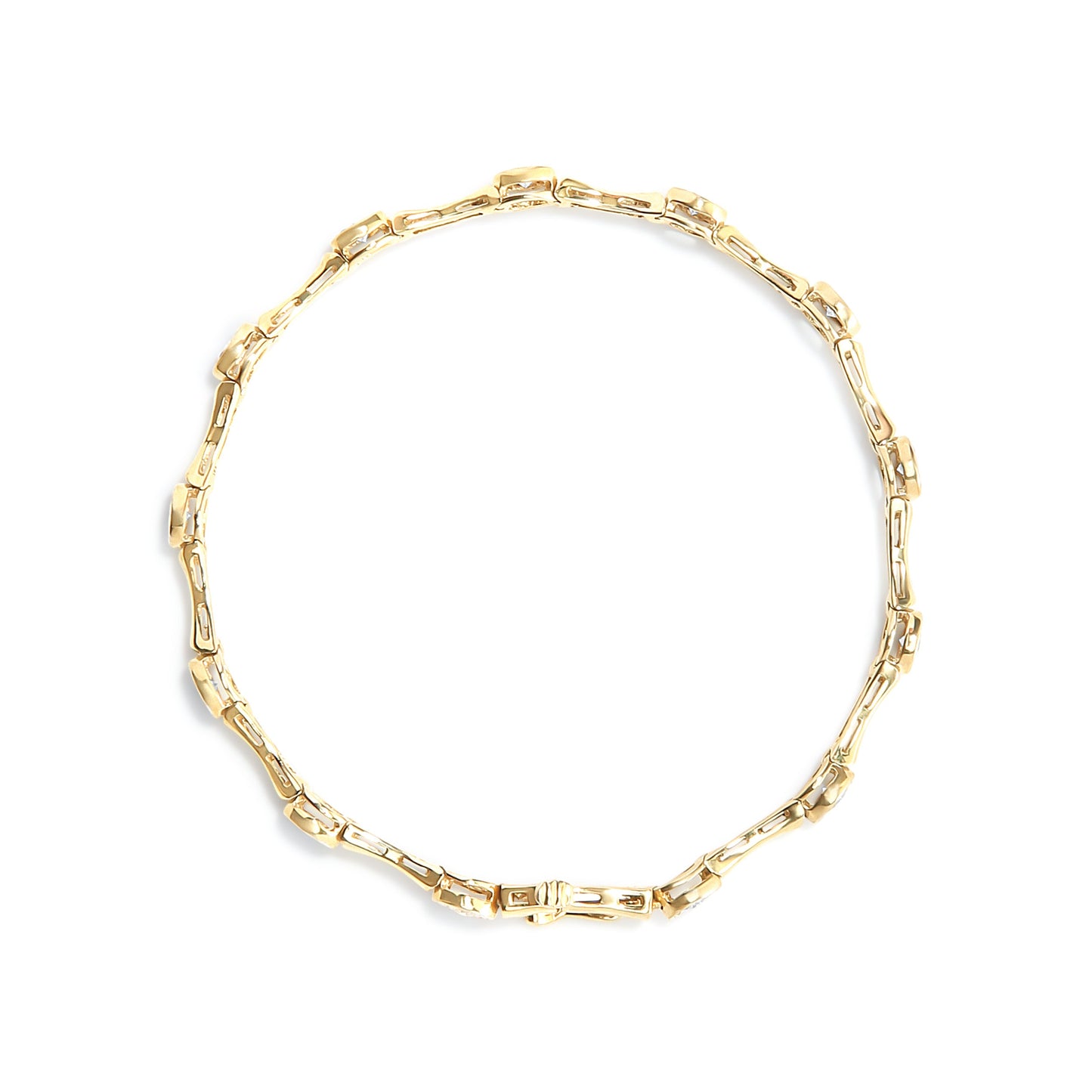 Bracelet en argent sterling plaqué or jaune 10K avec sertissage en diamant - Taille 7"