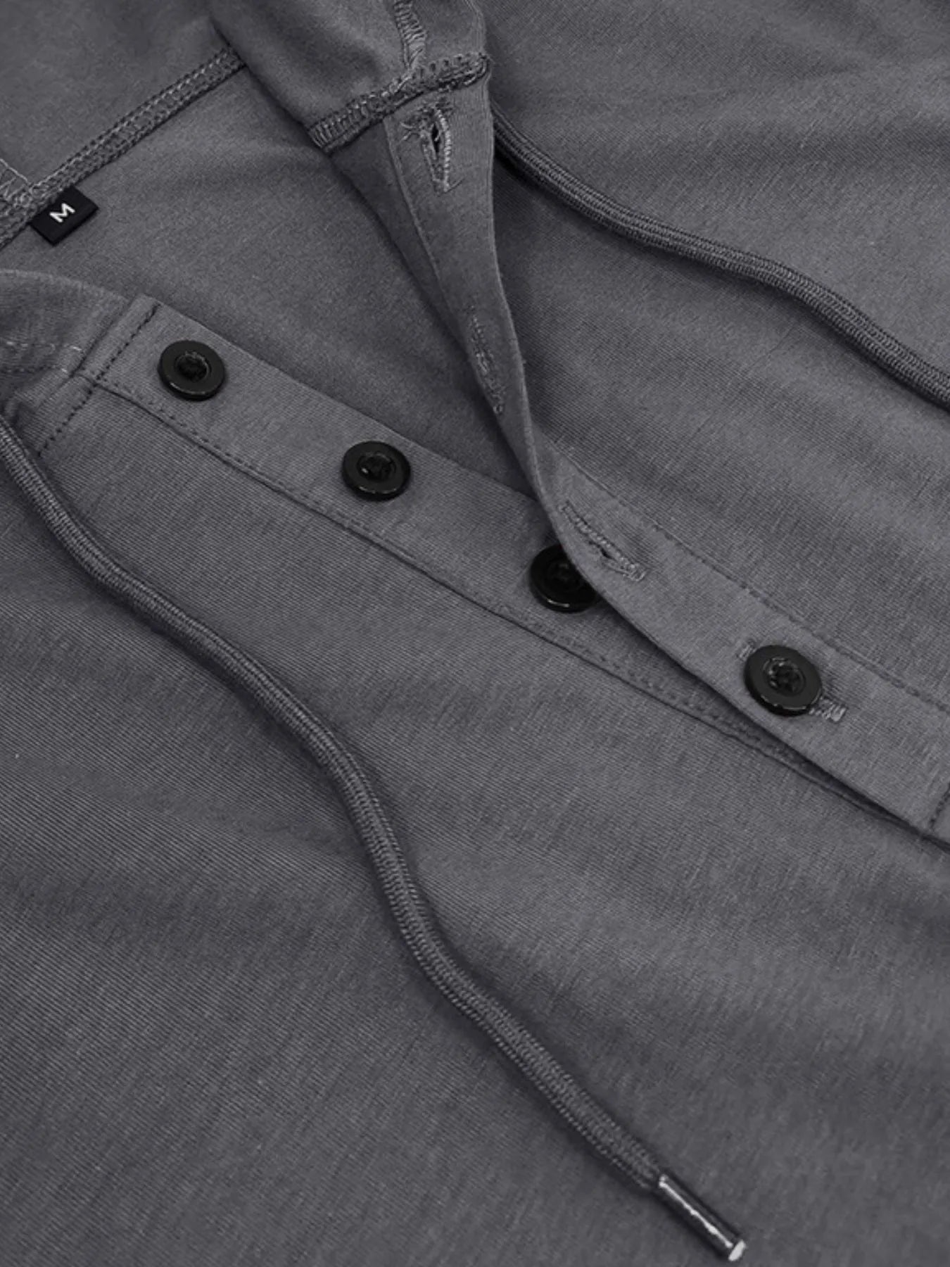 Camiseta Henley con Capucha Casual para Hombre en Tallas Grandes