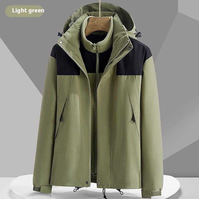 Unisex Colorblock Hooded Windbreaker Jacket with Pockets