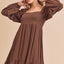 Vestido Mini de Cuello Cuadrado con Mangas Abullonadas y Dobladillo Volante