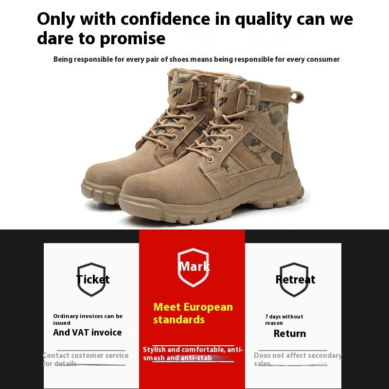 High-Top Steel Toe Combat Boots for Outdoor Protection