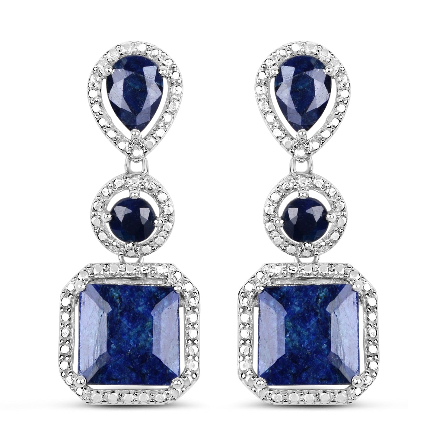 11.62 Carat Dyed Sapphire Sterling Silver Earrings