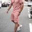 Men's Plus Size Round Neck Short Sleeve Top and Shorts Set