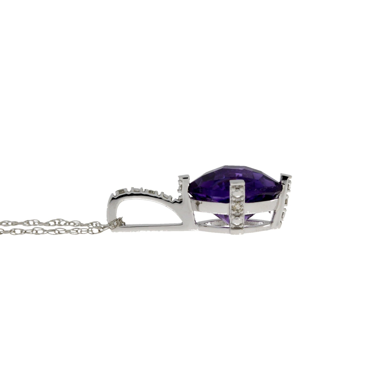 Pendentif de mode en améthyste et diamant en or blanc 10KT