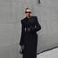 Temperament Shoulder-Padded Waist-Cinching Wool Coat for Women