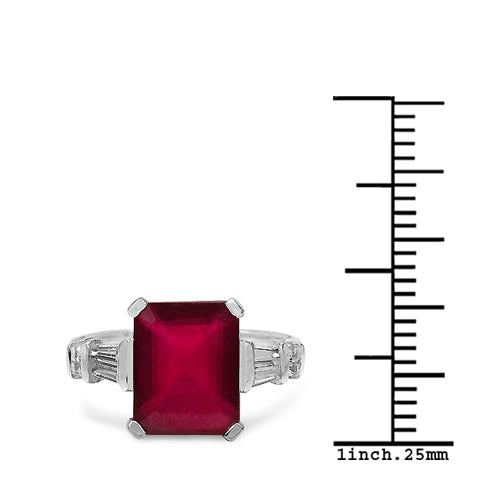 Bague en rubis rempli de verre et topaze blanche de 4,30 ct. t.w. en argent sterling