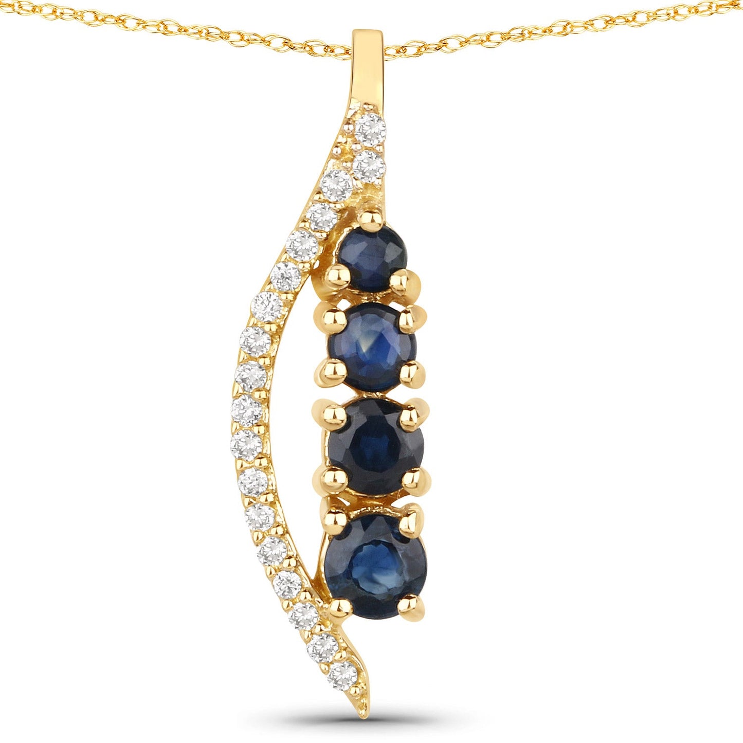 Pendentif en or jaune 14K avec saphir bleu et diamant de 0,40 carat