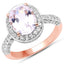 Bague en or rose 14K plaqué kunzite et zircon blanc
