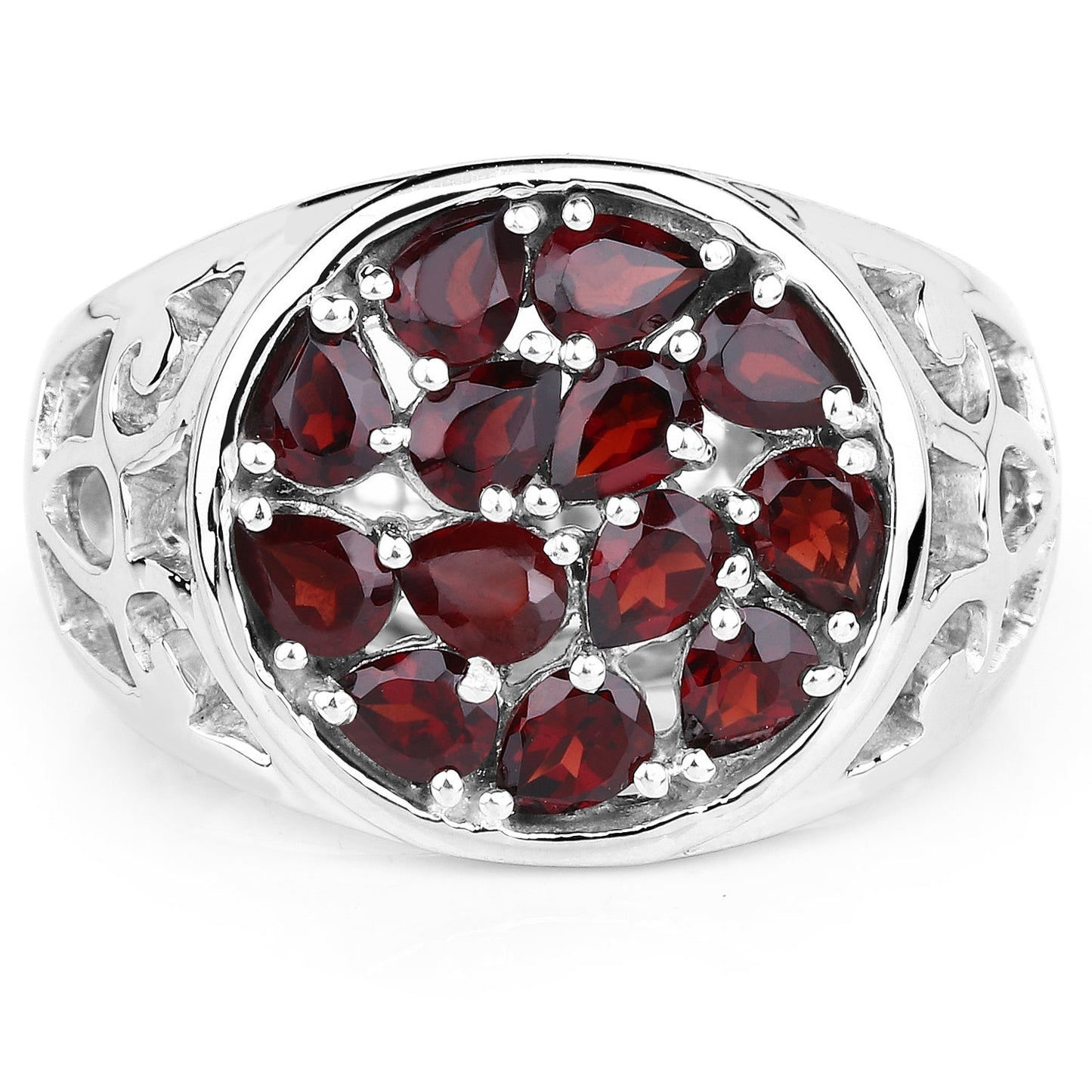 2.34 Carat Genuine Garnet Sterling Silver Engagement Ring