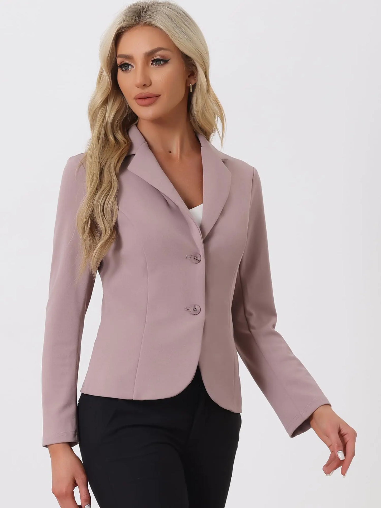 Allegra K Women's Stretch Blazer in Dusty Pink