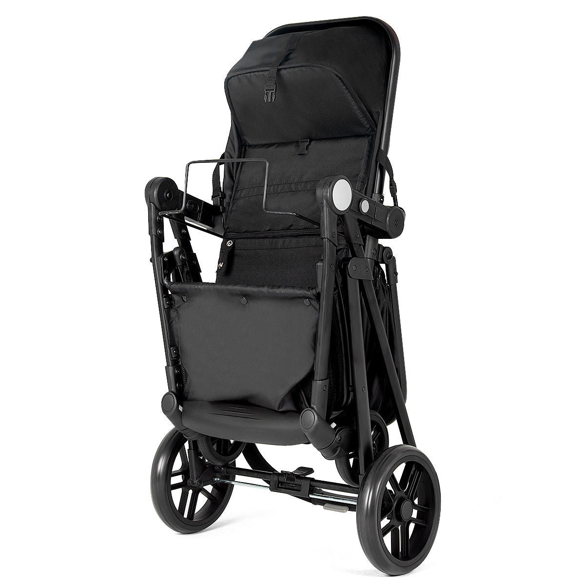 2-in-1 Foldable Pushchair for Newborns and Infants - Black