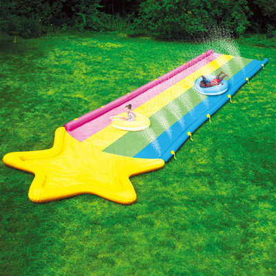 WOW Sports Toboggan Super Slide Rainbow Star de 40' x 8' avec 2 Sleds