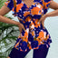 Floral Print Bandeau V Neck 2 Piece Swimsuit for Women