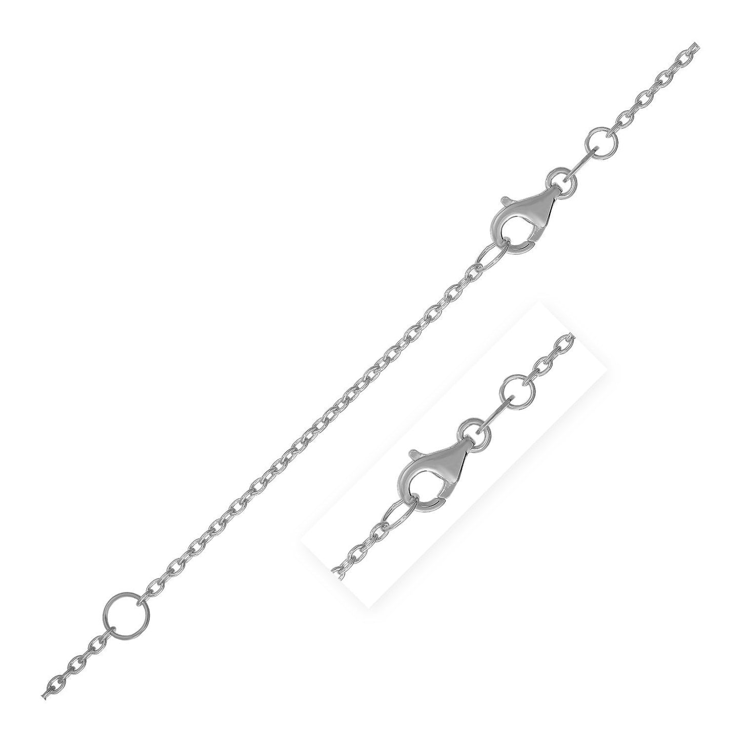 14k White Gold Extendable Cable Chain Necklace