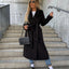 Double-Breasted Lapel Split Jacket with Belt for Women