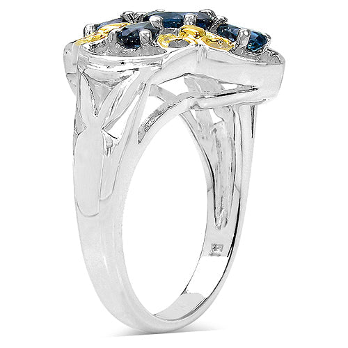 Two Tone Plated 1.45 Carat London Blue Topaz Ring