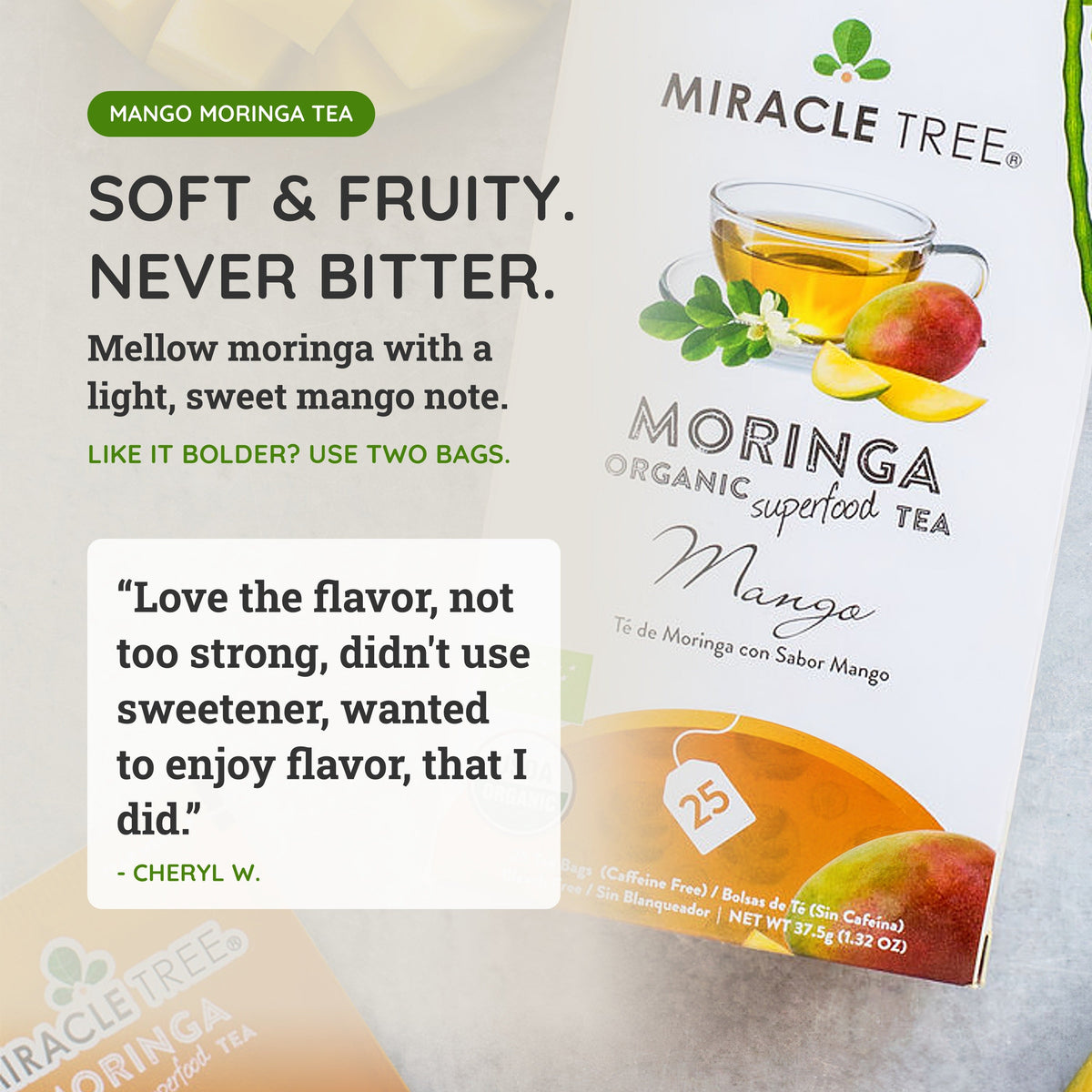 Organic Moringa Tea with Mango Flavor
