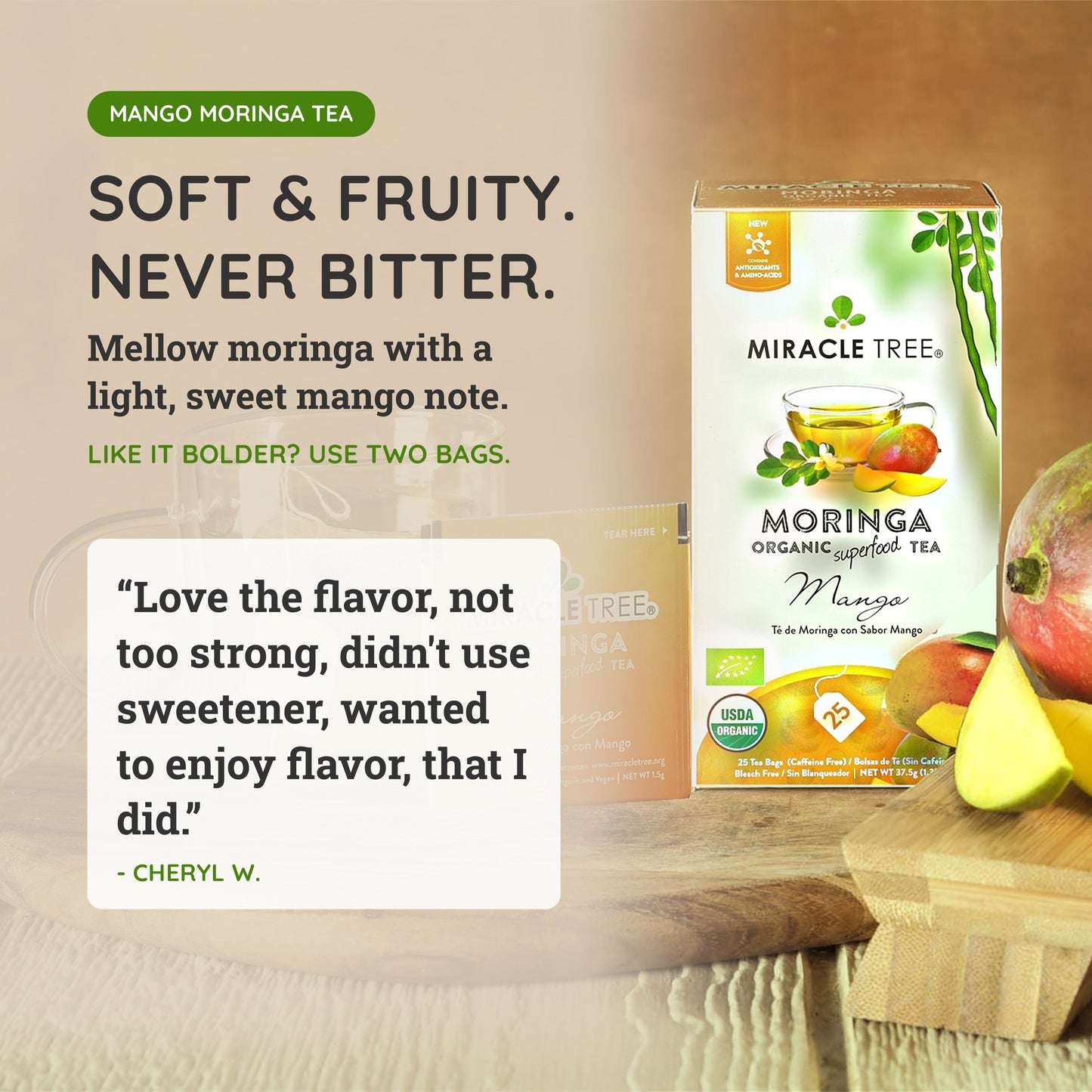Té de Moringa Orgánico con Sabor a Mango