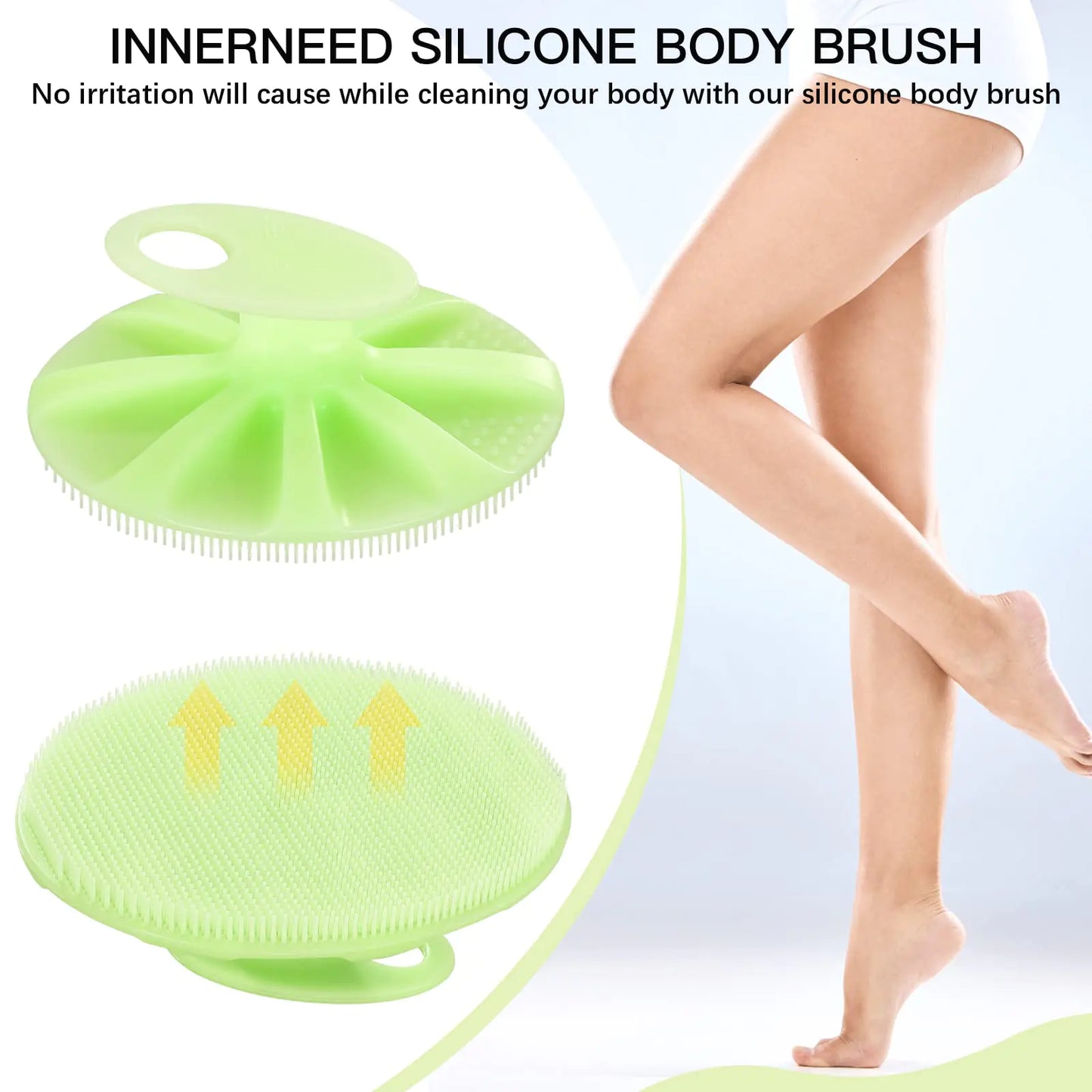 Brosse de Nettoyage Corporelle en Silicone Souple INNERNEED - Exfoliation Douce (Vert)