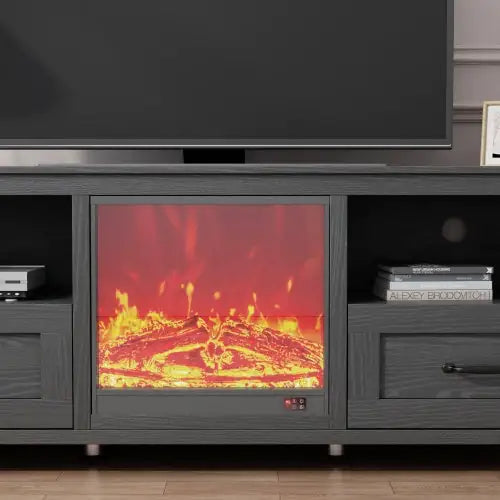 Soporte de TV negro premium de 70.08 pulgadas con almacenamiento para sala de estar