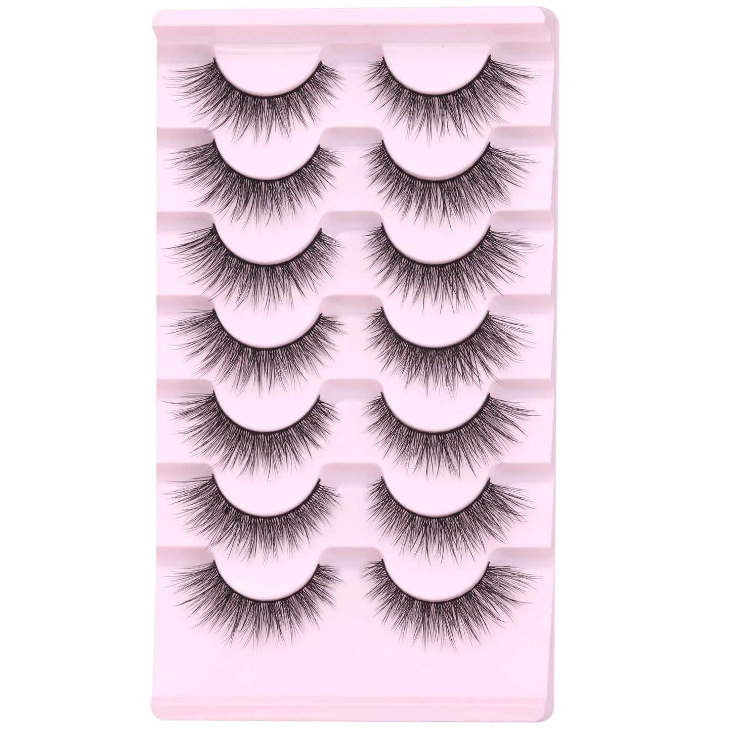 Wispy Natural Mink False Eyelashes - 7 Pairs Cat Eye Style