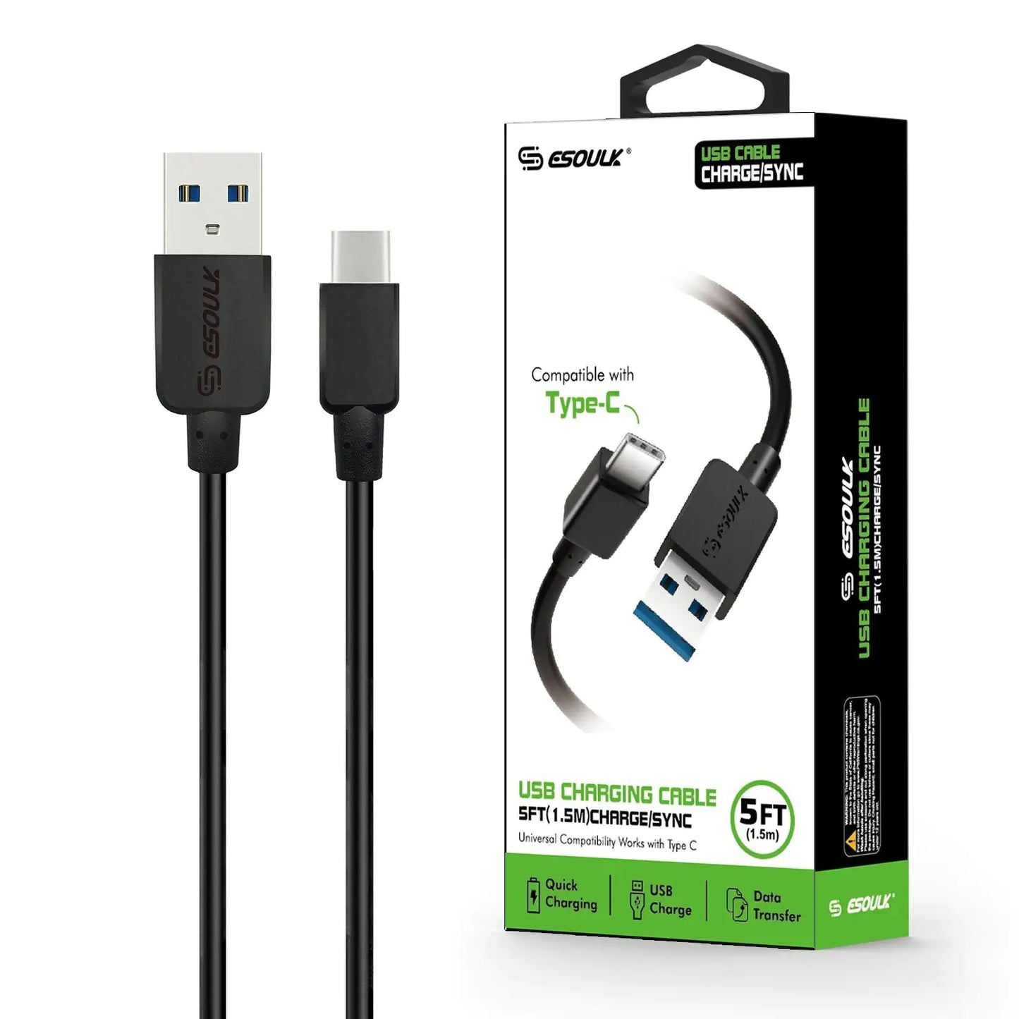 Cable Tipo C de Carga Rápida Esoulk de 5 pies