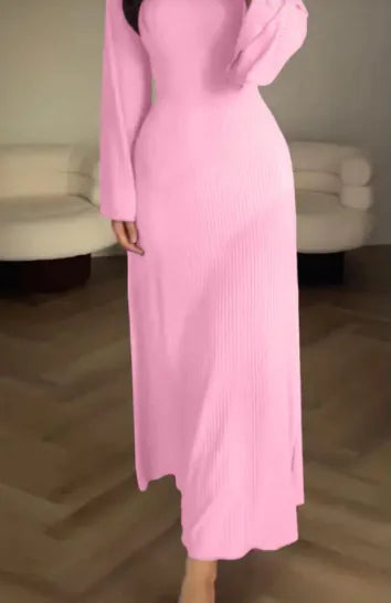 Elegant Long Sleeve Split Dress for Women