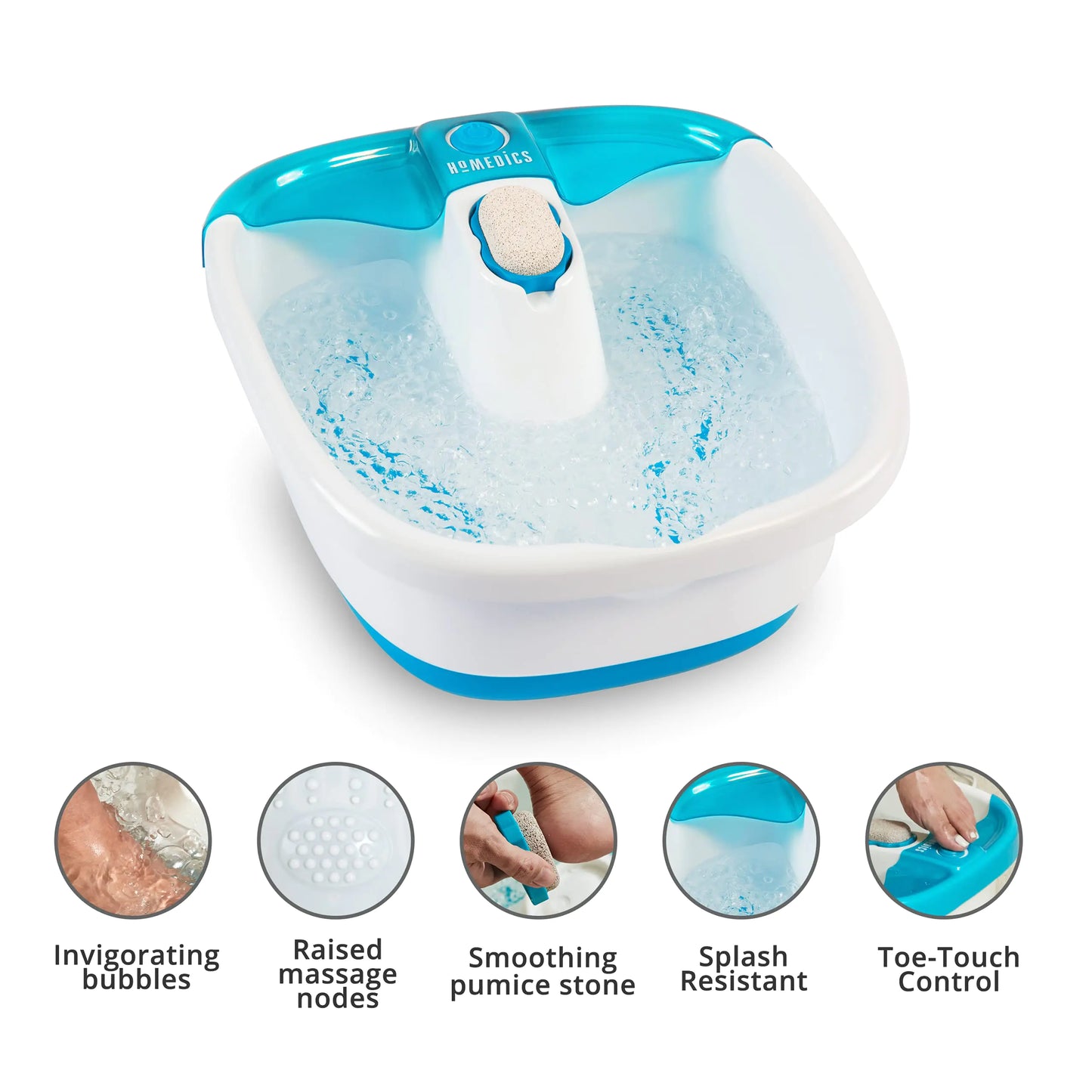 Homedics Bubble Mate Spa de pies con nodos de masaje y piedra pómez