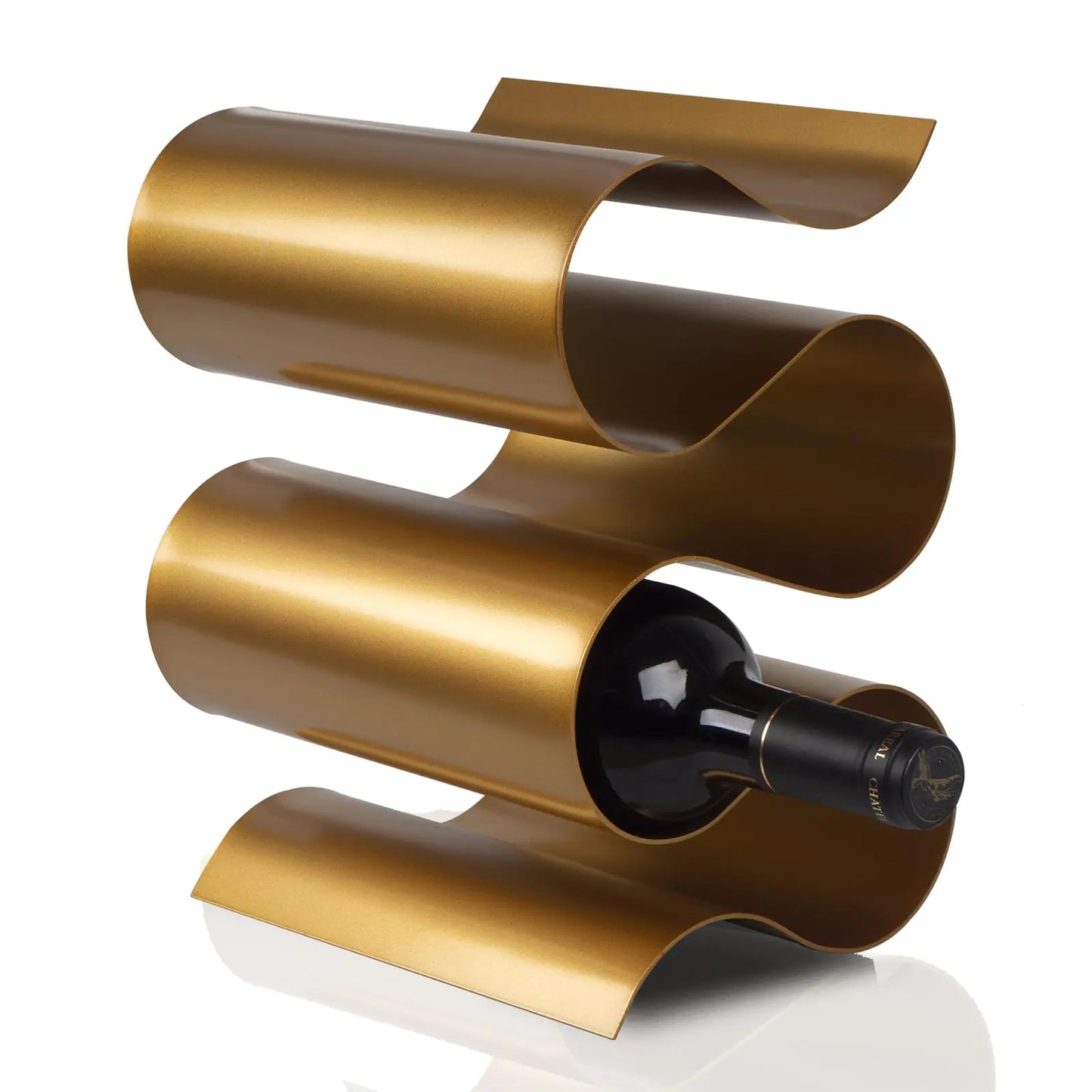 Support en métal doré moderne pour 5 bouteilles - Rangement élégant pour table