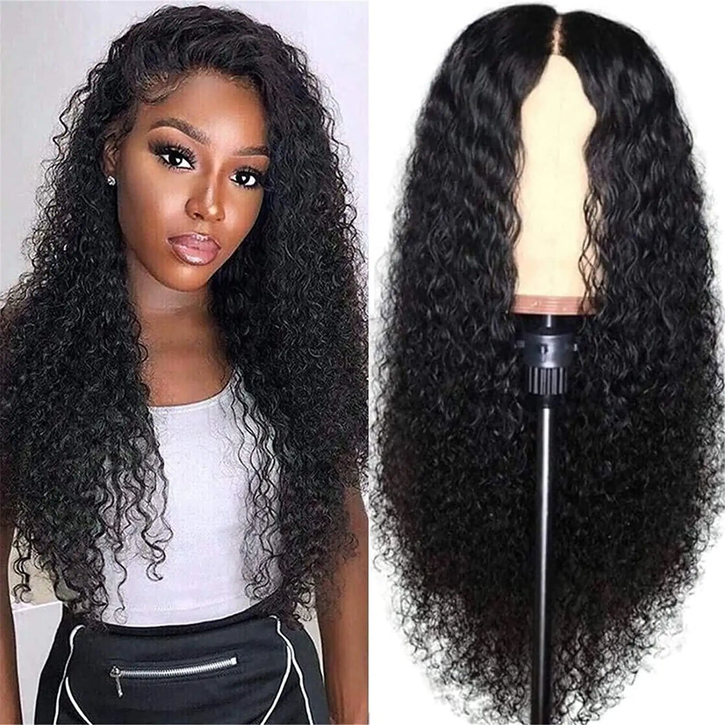Peluca de Encaje Rizada de Cabello Humano Brasileño Premium para Mujeres