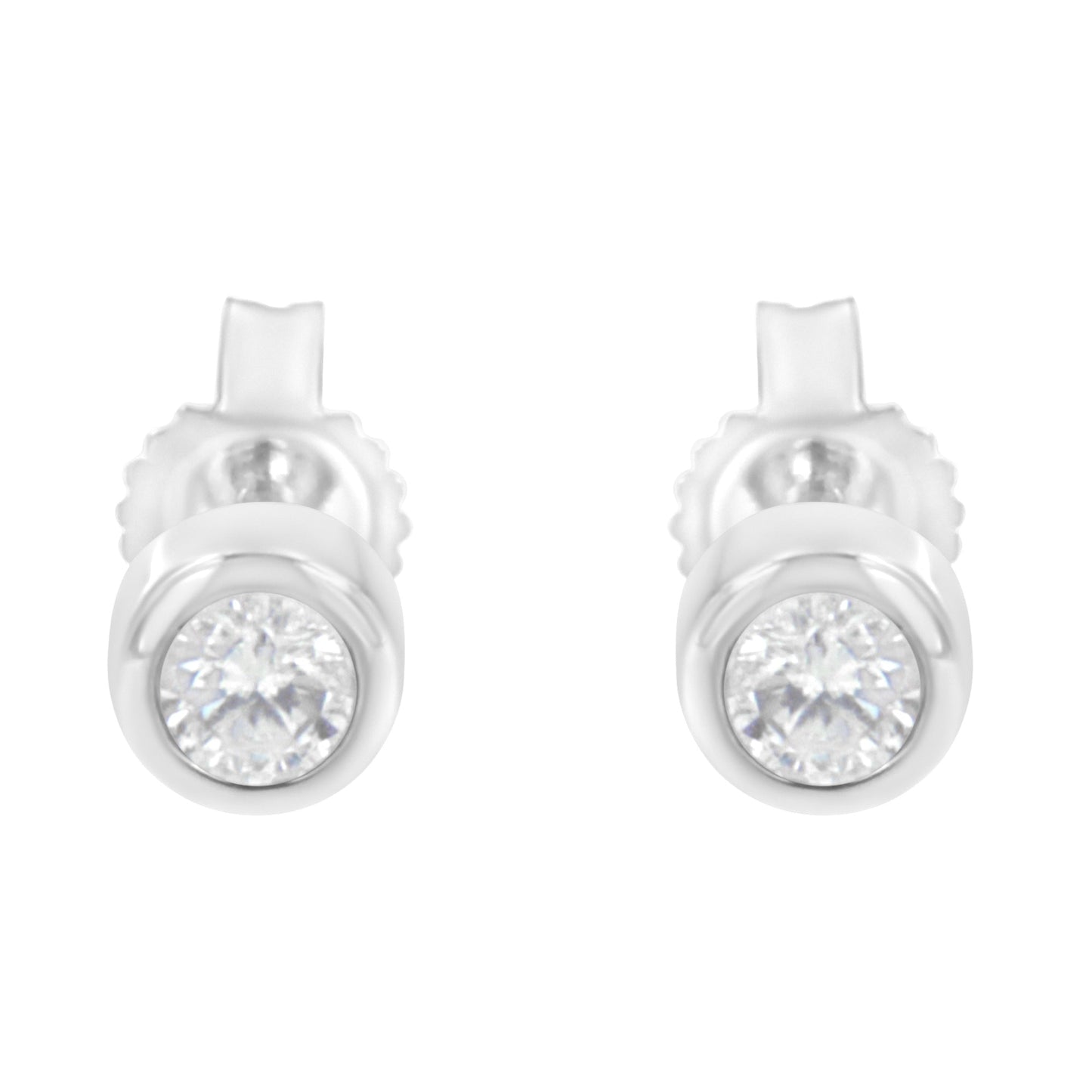 Pendientes de Stud de Diamante en Oro Blanco de 10K con Montura de Bezel