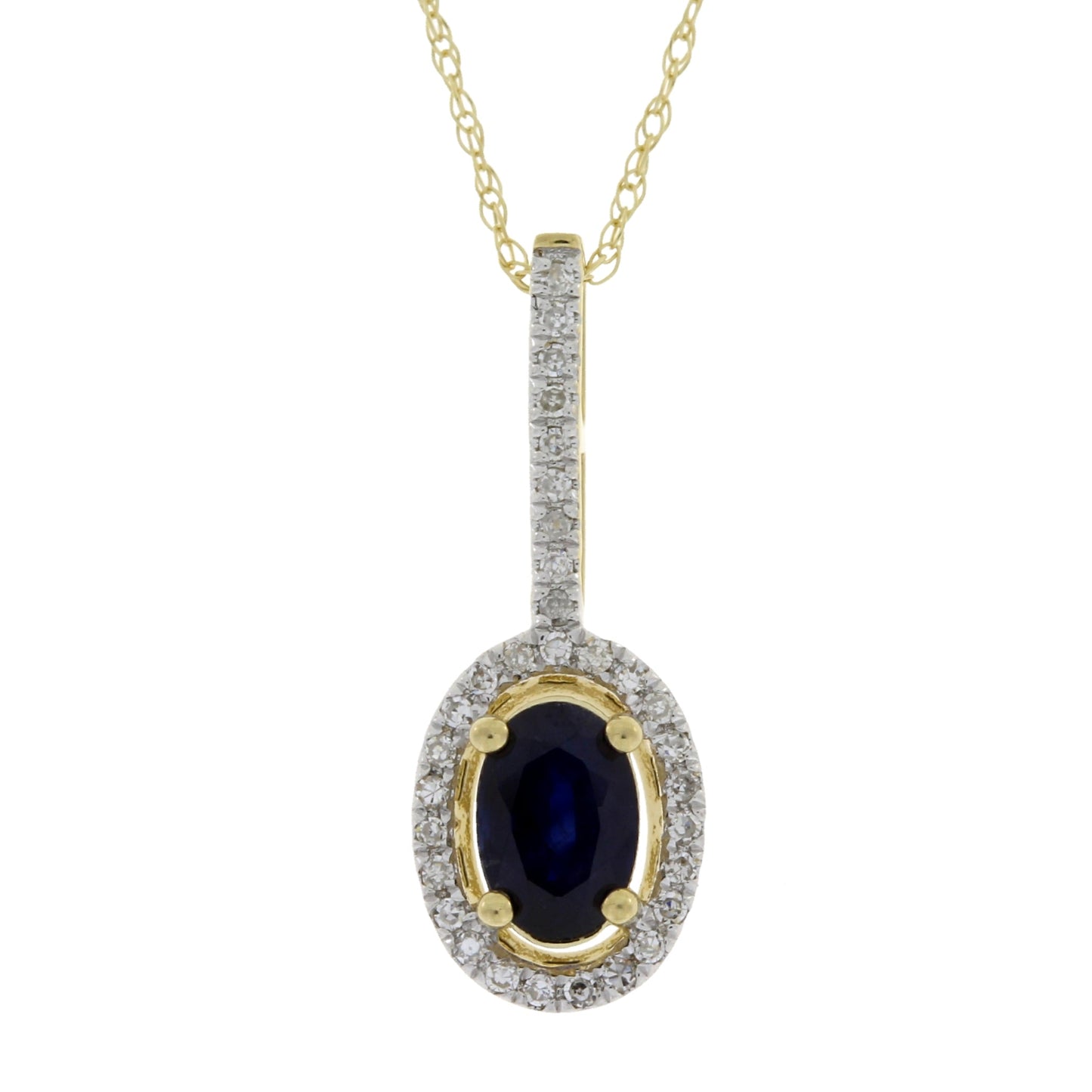 Sapphire Diamond Fashion Pendant in 14KT Yellow Gold