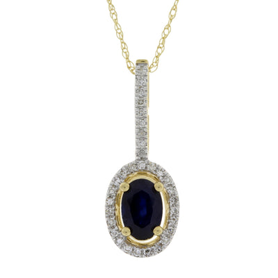 Sapphire Diamond Fashion Pendant in 14KT Yellow Gold
