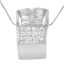 Collar de Pendiente de Corazón de Cinta de Diamante de Oro Blanco de 14K