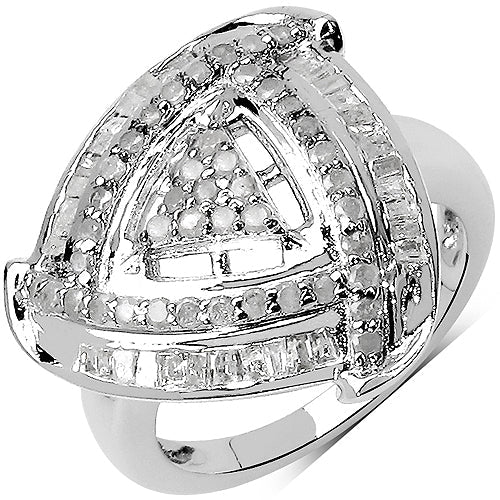 1.23 Carat Genuine White Diamond Sterling Silver Engagement Ring