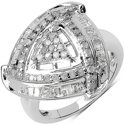 1.23 Carat Genuine White Diamond Sterling Silver Engagement Ring