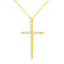 10K Yellow Gold Plated Sterling Silver Diamond Cross Pendant Necklace