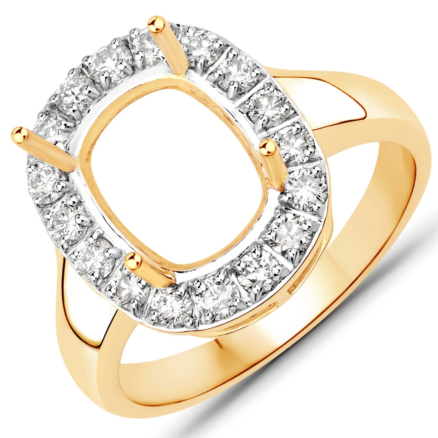 Bague de fiançailles semi-montée en or jaune 14K avec diamant blanc de 0,51 carat
